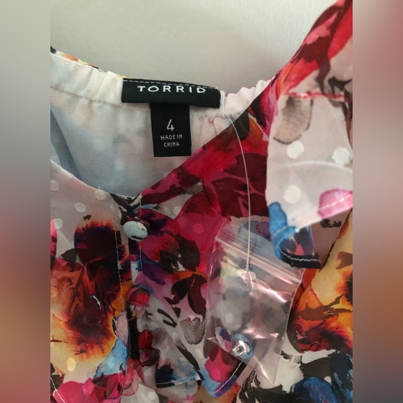 Torrid Chiffon Clip Dot Ruffle Tie Waist Tank NWT - Picture 7 of 7